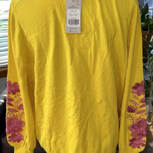 NEW NWT Boden Embroidered Blouson Cardigan in Lemon Fizz Size US 20 22 new - Picture 7 of 15
